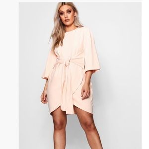 Plus Kimono Sleeve Tie Waist Wrap Dress